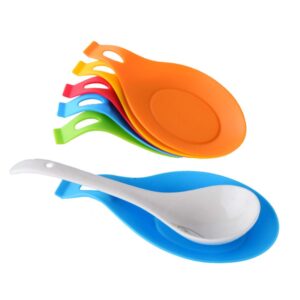 silicone spoon rest heat resistant kitchen utensil rest ladle spoon holder colorful spatula holder rest kitchen tool 5 pieces