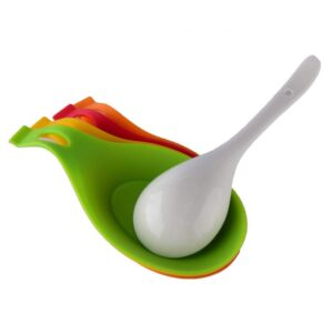 Silicone Spoon Rest Heat Resistant Kitchen Utensil Rest Ladle Spoon Holder Colorful Spatula Holder Rest Kitchen Tool 5 Pieces