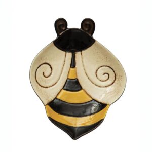creative co-op df6124 bee stoneware tidbit plate