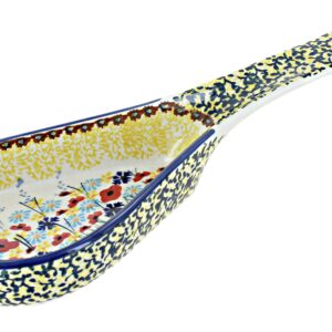 Blue Rose Polish Pottery Prairie Garden Large Spoon Rest