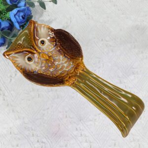 Hemoton Ceramic Spoon Holder Owl Spoon Rest Stove Top Ladle Holder Ceramic Utensil Rest Cooking Spoon Spatula Fork Holder for for Kitchen Dining Table Restaurant