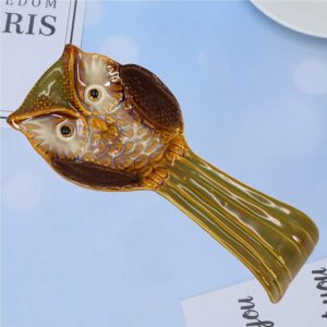 Hemoton Ceramic Spoon Holder Owl Spoon Rest Stove Top Ladle Holder Ceramic Utensil Rest Cooking Spoon Spatula Fork Holder for for Kitchen Dining Table Restaurant