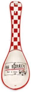 ceramic spoon rest with white/red french bistro design - 9.25"