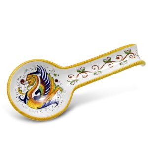 raffaellesco deluxe spoon rest large [ra028s] - authentic hand painted in deruta, italy. original design. shipped from the usa with certificate of authenticity.