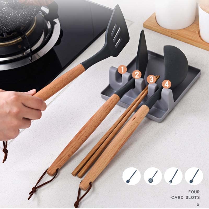 Spooner - Multi-Utensil Holder - Heat resistant, BPA free and with drip tray holder to place on the counter, next to the stove or in the kitchen for spoons.