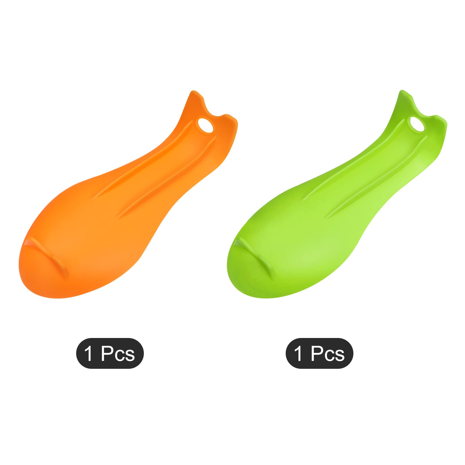 uxcell Silicone Spoon Rest, 9.25" x 3.86" Heat Resistant Kitchen Utensil Holder Spatula Ladle Rest for Counter Stove Top, Orange/Green 1Set