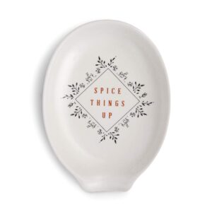 spice things up glossy black and white 6 x 5 stoneware ceramic oval spoon rest