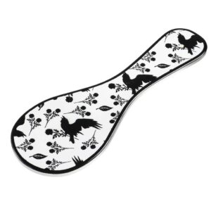 alchemy of england raven & rose spoon rest spoon rest white/black