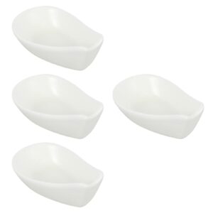 Luxshiny Cooking Spoons Holder 4 Pcs Spoon Rest Towel Rack Pot Cover Ceramics White Ceramic Spoon Rack