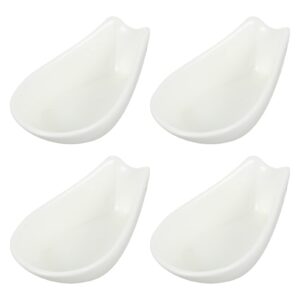 Luxshiny Cooking Spoons Holder 4 Pcs Spoon Rest Towel Rack Pot Cover Ceramics White Ceramic Spoon Rack