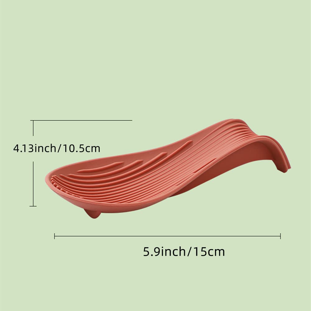 2 Pieces Silicone Spoon Rest,Heat Resistant Spoon Rest,Large Spoon Holder for Kitchen Counter Stove Top, Dishwasher Safe.