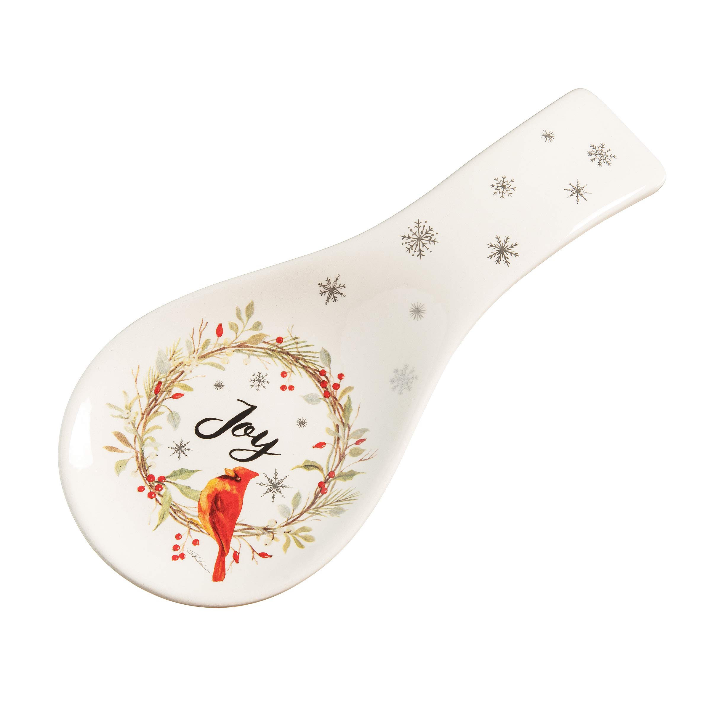 C&F Home Joy Cardinal Wreath Spoon Rest White