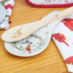 C&F Home Joy Cardinal Wreath Spoon Rest White