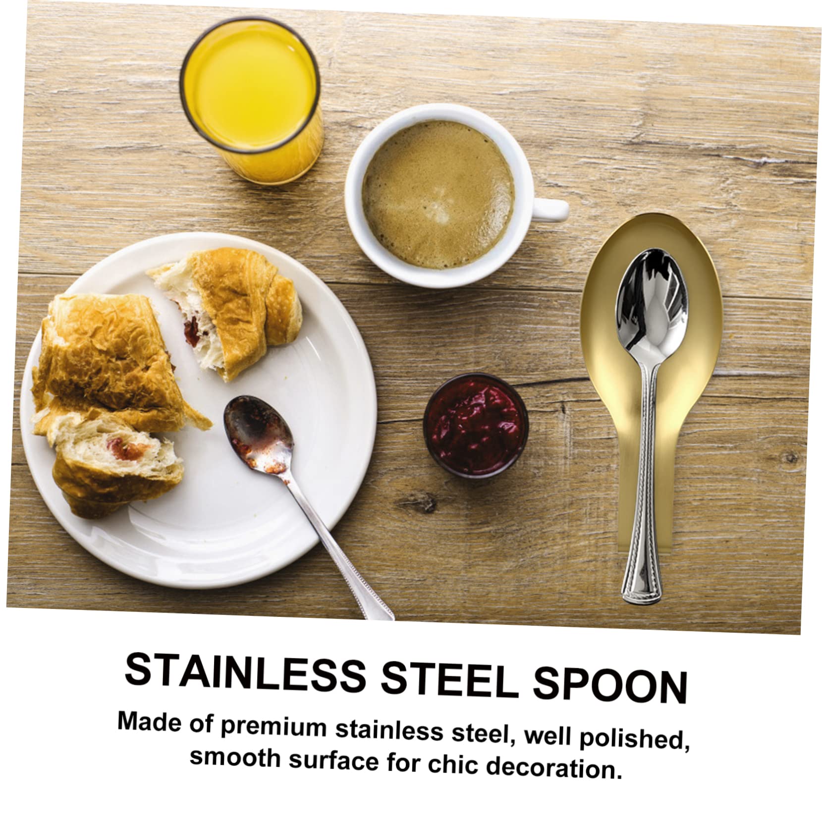 SHERCHPRY Stainless Steel Serving Spoon Metal Cooking Spoon Stainless Steel Spoon Stainless Steel Utensil Holder Spatula Ladle Holder Stove Spoon Holder Spoon Cradle Forks Rest Ladle Rest