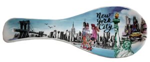 new york souvenir gift statue of liberty kitchen ceramic spoon rest (taxi-blue)