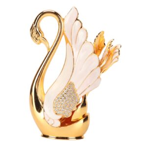 gloglow swan base holder, innovative gold smoother edges swan base holder coffee dinnerware set with forks spoons for bistros bars amily (golden white spoons)