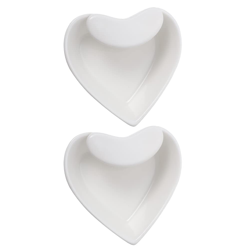 HEMOTON 2pcs Ceramic Spoon Rest Heart Shaped Kitchen Spoon Holder Spoon Rack Spoon Rest Stand Ladle Holder Kitchen Utensil Rest for Spatula