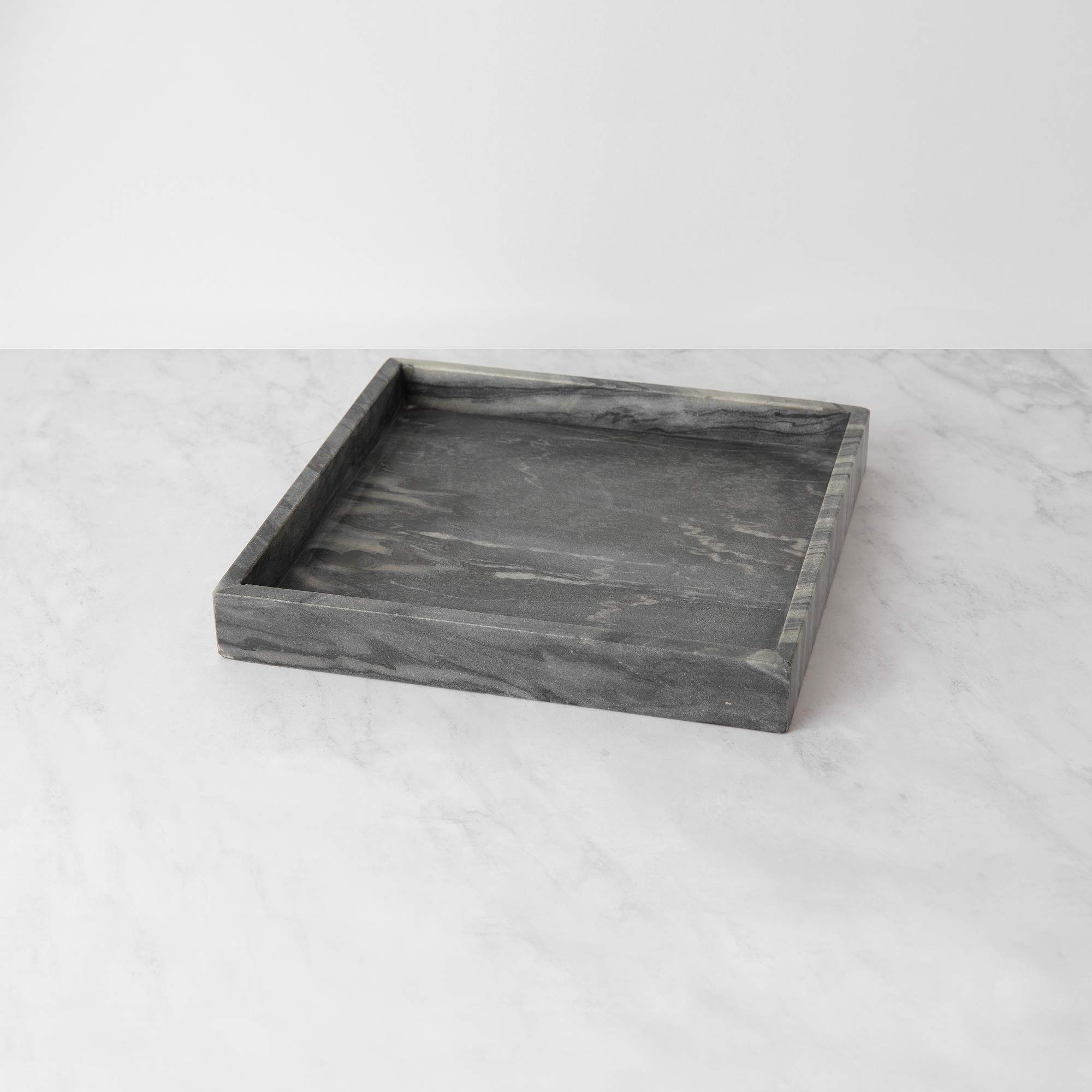 Best Home Fashion Grey Marble Square Tray