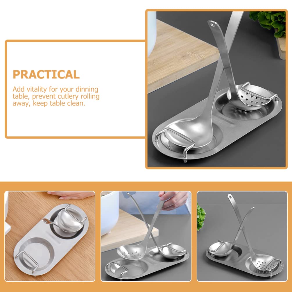 Cabilock Stainless Steel Spoon Rack Ladle Rest Chopsticks Pillow Pot Spoon Holder Cutlery Stand Pan Lid Holder Gold Spoon Rest Utensils Rest Utensil Holder Household Cutlery Rack