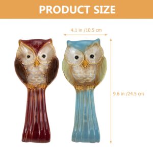 Cabilock 2Pcs owl spoon rest spatula holder kitchen spoon rest Porcelain Spoon Rest Farmhouse Spoons Holder chopstick stand house accessories for home teaspoon rest ceramics tray desktop