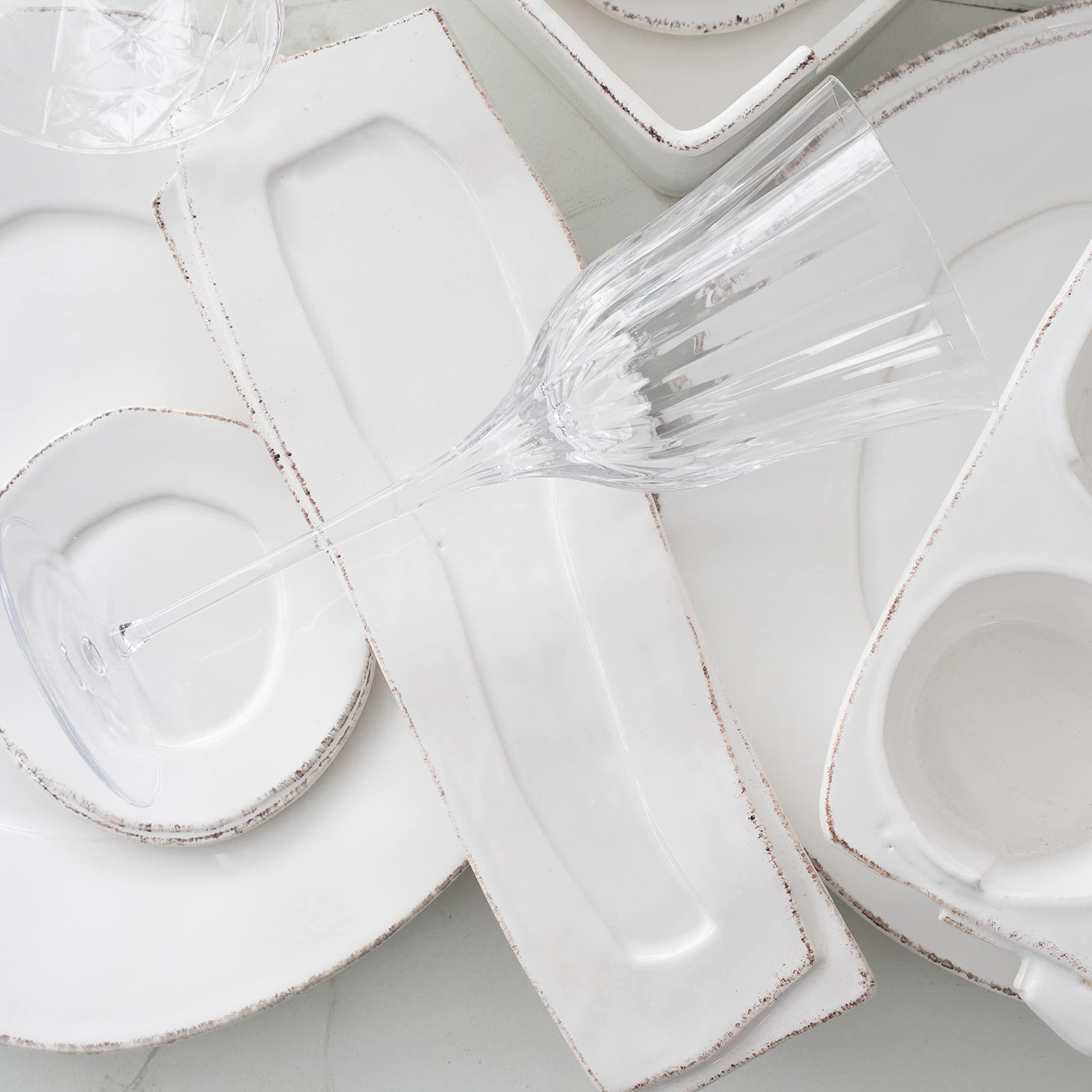 Vietri Lastra White Spoon Rest, 11" Ceramic Cooking/Serving Utensil Tray, Stove/Counter Decor