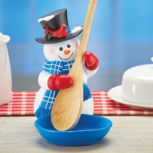 Collections Etc Hand-Painted Holiday Snowman Spoon Rest