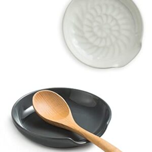 Porcelain Spoon Rest with Drip Tray for Multiple Utensils, Cooking&Large Stove Spoon Holder