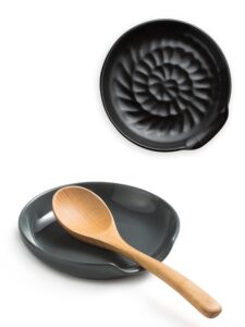 ceramic spoon rest with drip tray for multiple utensils& cooking black spoon rest spoon holder for stove top
