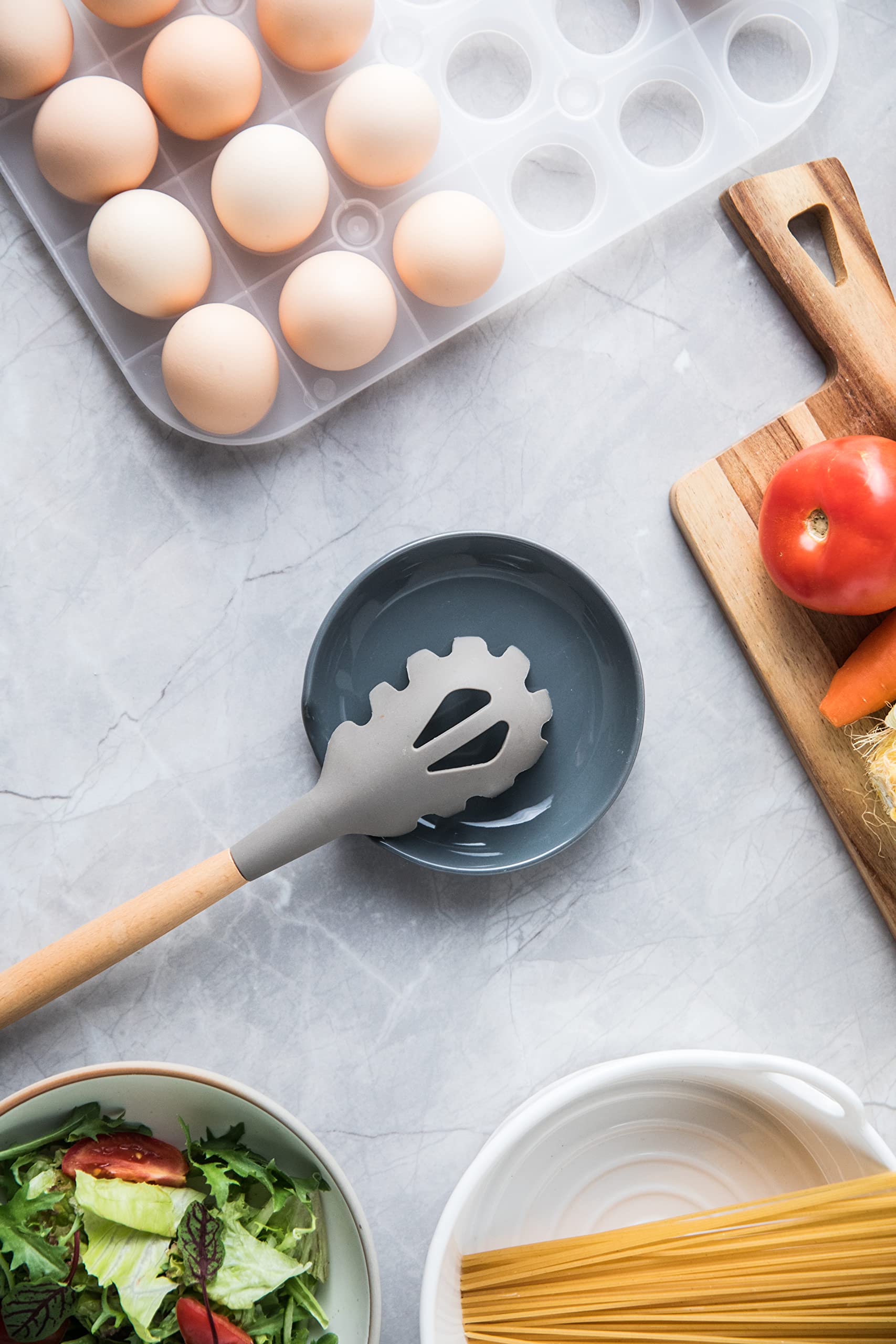 Ceramic Spoon Rest with Drip Tray for Multiple Utensils& Cooking Black Spoon Rest Spoon Holder for Stove Top