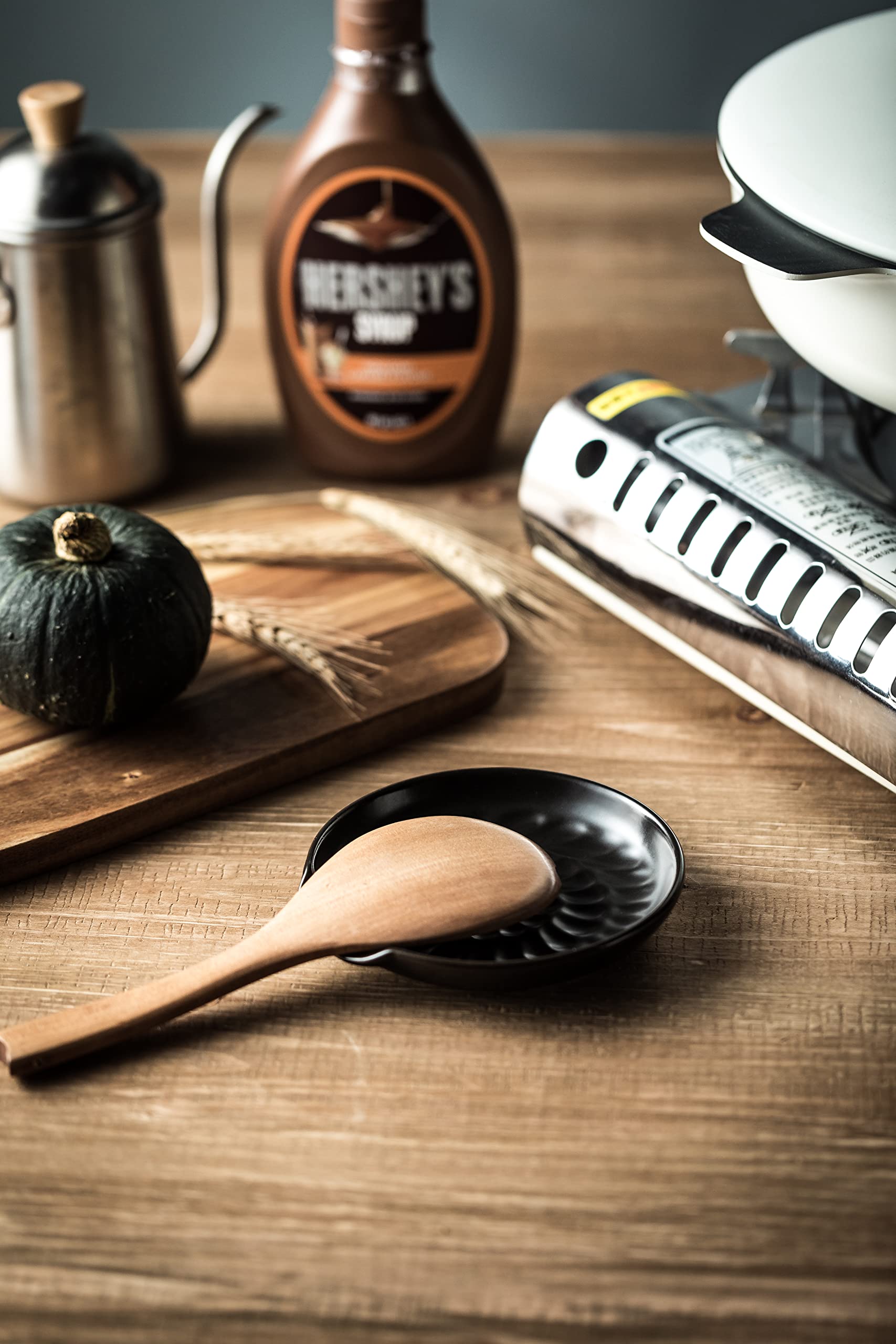 Ceramic Spoon Rest with Drip Tray for Multiple Utensils& Cooking Black Spoon Rest Spoon Holder for Stove Top