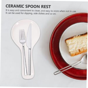 YARNOW Ceramic Spoon Rest Ceramic Spatula Rest Stove Kitchen Decor and Accessories Countertop Spoon Rest Ladle Rest Scoops Chopstick Holders Scooper Household White Cutlery Rack Ceramics