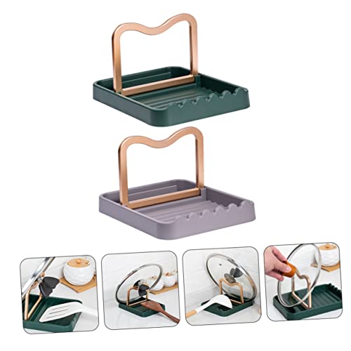 Angoily 2pcs Collapsible Shelf Pan Lid Holder Spoon Rest Holder Spoon Rest Kitchen Counter Pan Lid Rack Pot Lid Organizer Silicone Spoons Spatula Holder Plastic Kitchen Rack Storage