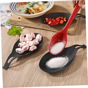 Cabilock 3pcs Silicone Spoon Rest Practical Spoon Rest Black Cutlery Household Spoon Rest Holder Silicone Kitchen Utensils Silicone Desktop Spoon Rest Delicate Counter