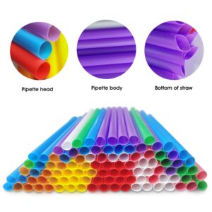 RENYIH 300 Pcs Multi Colors Jumbo Smoothie Straws Boba Straws,Plastic Milkshake Straws Disposable Wide-mouthed Large Individually Wrapped Straws(0.43" Wide X 9.45" Long)