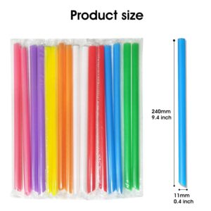 RENYIH 300 Pcs Multi Colors Jumbo Smoothie Straws Boba Straws,Plastic Milkshake Straws Disposable Wide-mouthed Large Individually Wrapped Straws(0.43" Wide X 9.45" Long)