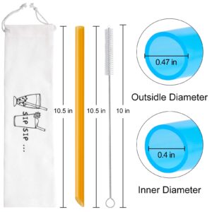 Angled Tips, 12 Pcs Wide Reusable Boba Straws with 4 Brushes & 1 Bag - Multi Colors Jumbo Smoothie Straws, BPA-Free Plastic for Bubble Tea (Tapioca, Boba Pearls), Milkshakes.