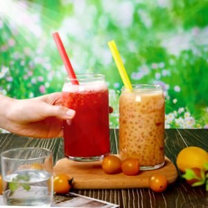 50 Pcs Jumbo Smoothie Straws,Disposable Plastic Colorful Boba Straws.