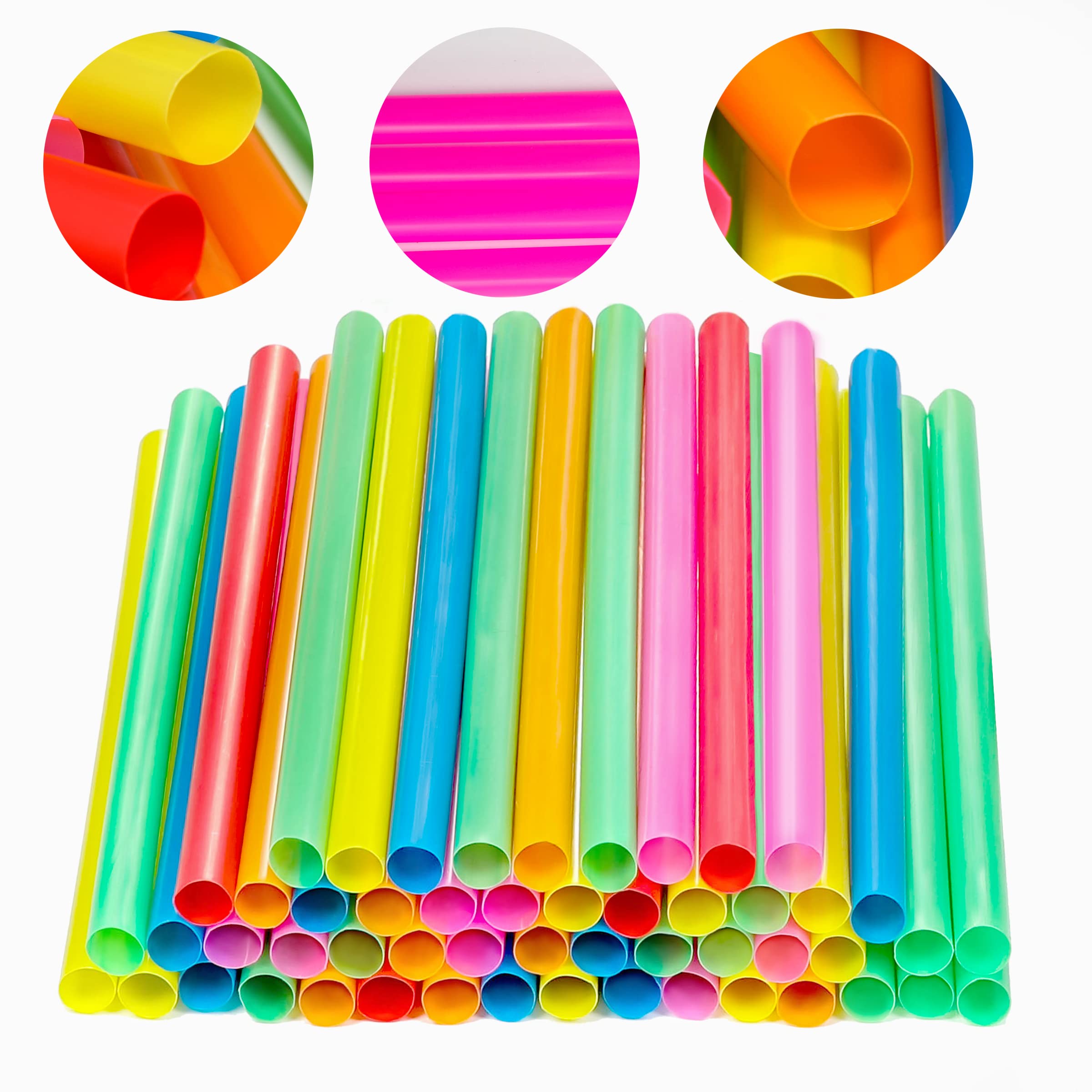 50 Pcs Jumbo Smoothie Straws,Disposable Plastic Colorful Boba Straws.