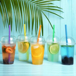 MYJIE 100 Pcs Jumbo Smoothie Straws Boba Straws,Individually Wrapped Multi Colors Disposable Plastic Large Wide-mouthed Milkshake Bubble Tea Drinking Straw(0.43" Diameter and 9.45" long)