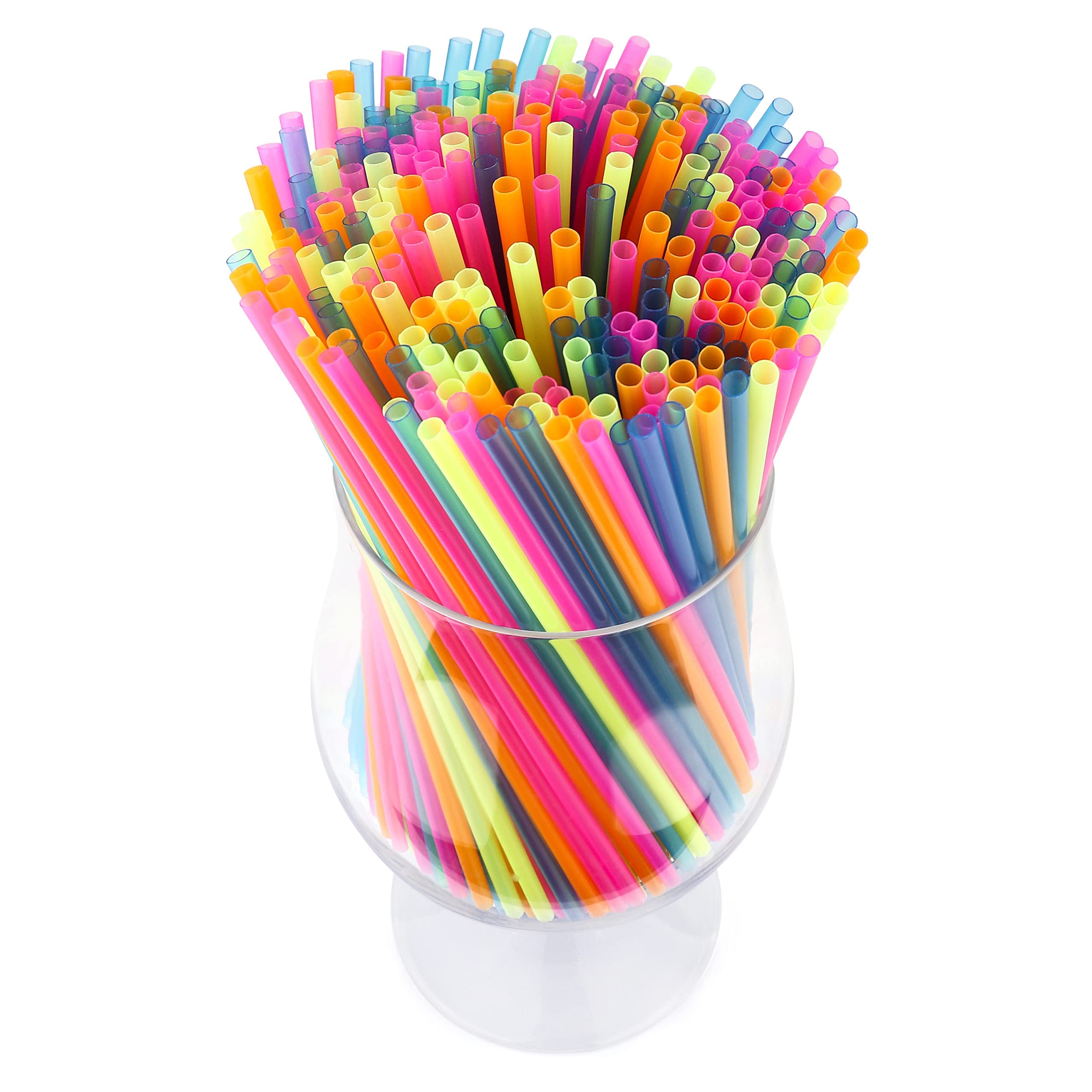 300 Cocktail Bar Straws for Drinks - Coffee Drink Stirrers Plastic- Short Coffee Stir Straws - Neon Mini Bar Cocktail Straws