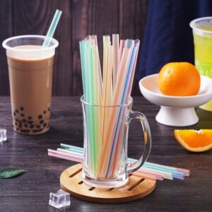 Flexible Straws,200 Pcs Disposable Stripes Multiple Colors Drinking Plastic Straws.(0.23'' diameter and 7.8" long)