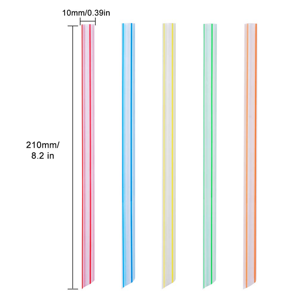 Flexible Straws,200 Pcs Disposable Stripes Multiple Colors Drinking Plastic Straws.(0.23'' diameter and 7.8" long)