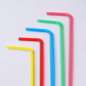 500 Pcs Colorful Disposable Plastic Flexible Straws.(0.23'' diameter and 7.7" long)