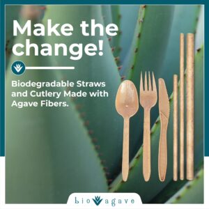 BIO AGAVE - 150 Pack Biodegradable 8 1/4" Standard Straws Made From Agave Fibers | Plant Based Eco Friendly Products | Drinking Straws | Reusable Straws