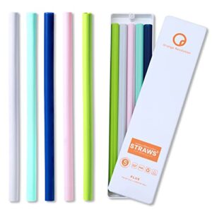 5pcs reusable silicone straws, food grade openable drinking straw, bpa free snap straws,open for cleaning, flexible straw hot & cold compatible for home,party,travel