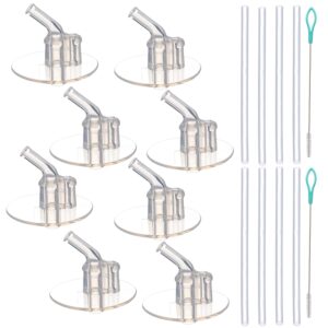 replacement straws for thermos funtainer 12 ounce bottle(f401), 8 sets(8 pcs silicone sipper straws, 8 pcs silicone straw stems and 2pcs straw cleaning brushes)