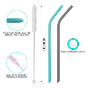 Reusable Straws Silicone Drinking Straws LFGB Approved 12 pcs 10" Extra Long Regular Size for 30/20oz Yeti/Ozark/Rtic Tumblers+2Pcs Brushes+ 1 Linen Pouch