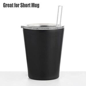 ALINK Short Glass Straws, 6 in x 10 mm Clear Straws for Cocktails, Whiskey, Coffee, Pack of 8 with Cleaning Brush