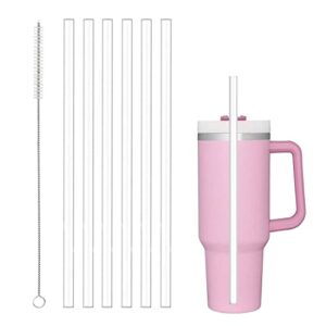 replacement straws for stanley 40oz adventure quencher travel tumbler, 6 pack reusable plastic straws with cleaning brush compatible with stanley cup stanley water jug (12inch long)