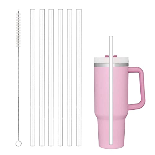 Replacement Straws for Stanley 40oz Adventure Quencher Travel Tumbler, 6 pack Reusable Plastic Straws with Cleaning Brush Compatible with Stanley Cup Stanley Water Jug (12inch Long)